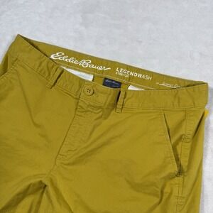Eddie Bauer‎ Legendwash Stretch Slightly Curvy Fit Shorts Mustard Size 12 Womens